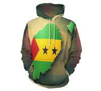 LeDiYouGou Sweat à Capuche Unisexe Drapeau De São Tomé Et Príncipe, Motif Drapeau National Imprimé 3D, Hoodie Homme Femme avec Poche Kangourou, Manches Longues et Cordon Réglable S-6XL