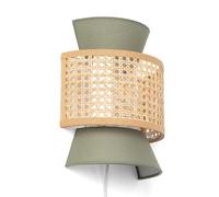 LEDKIA LIGHTING Applique murale Chulu en rotin et tissu – Vert kaki – Douille E14