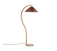 LEDKIA Lampadaire Bois Luanda Marron foncé | Style Naturel | Base Circulaire en Bois | Abat-jour en PC Renforcé | Nécessite Ampoule E27 | Intérieur IP20