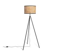LEDKIA Lampadaire Rotin et Métal Huela Naturel | Design Élégant et Unique | Compatible Ampoules E27 | Hauteur 145 cm | Usage Intérieur Varié