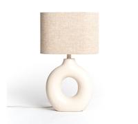 LEDKIA Lampe à poser Céramique et Tissu Memphis Beige | Style Boho Chic | Compatible Ampoules E27 Jusqu'à 40W | IP20 pour Intérieur | Dimensions 430x260x35 mm