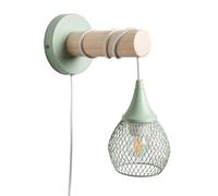 LEDKIA Lampe Murale Bois et Métal Monah Vert Céladon | Design Moderne et Élégant | Compatible Ampoule E27 | Finitions Bois et Métal | Intérieur, IP20 | Pour Salon, Cuisine, Chambre