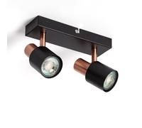 LEDKIA LIGHTING Applique Murale et de Plafond Orientable Métal 2 Spots Albus Black Rose Large GU10
