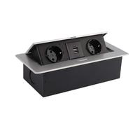 LEDKIA LIGHTING Base Multiple Encastrée 2 Prises Type F + 2xUSB Argenté