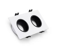 LEDKIA LIGHTING Collerette Downlight Carré Orientable pour deux Ampoules LED GU10 / GU5.3 Coupe 75x150 mm Blanc/Noir