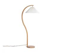 LEDKIA LIGHTING - Lampadaire Bois Luanda | Design Naturel en Bois | Compatible Ampoule E27 | IP20 pour Intérieur | Câble Tressé et Abat-jour Origami, Blanc