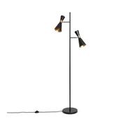TechBrey Lampadaire Métal 2 Spots Jigger Noir- Doré Noir- Doré G