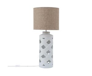 LEDKIA LIGHTING - Lampe à Poser Céramique et Tissu Makalu | Compatible Ampoule E27 Jusqu'à 40W | Design Moderne et Élégant pour Salon, Chambre, Cuisine | 70cm x Ø35cm, Blanc