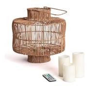 LEDKIA LIGHTING Lampe à Poser Rotin Masái Couleur Naturelle avec télécommande