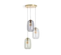 LEDKIA LIGHTING - Lampe à suspension en verre Bonhomía | Design vintage artisanal | Compatible avec ampoules E27 | Finition dorée élégante | Intérieur IP20, multicolore, verre