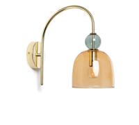LEDKIA LIGHTING - Lampe Murale Baudelaire | Design Vintage | Ampoule E14 Non Incluse | Métal et Verre | Éclairage Variable | Ambre/Vert