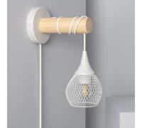 LEDKIA LIGHTING Lampe Murale Bois et Métal Monah Blanc