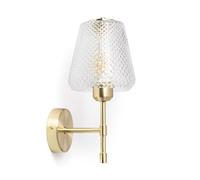 LEDKIA LIGHTING - Lampe Murale Métal et Verre Stiklu | Design Élegant & Vintage | Fonctionne avec Ampoule E27 | Installation Intérieure IP20 | Décoration Salon, Chambre, Cuisine, Doré
