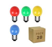 LEDKIA LIGHTING Pack 20 Ampoules LED E27 3W 300 lm G45 4 Couleurs Multicolore