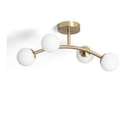 LEDKIA LIGHTING Plafonnier 4 Spots Métal et Verre Moonlight Brass Ovo Doré