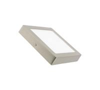 LEDKIA LIGHTING Plafonnier LED Carré Métal 18W Argenté 225x225 mm pour chambre, salon, cuisine 3000K Blanc chaud