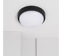 LEDKIA LIGHTING Plafonnier LED Extérieur Rond 25W Black IP65 Ø175 mm 4000K Blanc neutre