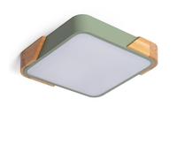 LEDKIA LIGHTING - Plafonnier LED pour chambre, salon, cuisine 18W | Température de couleur sélectionnable | Éclairage constant et instantané | Bois et métal, Vert Céladon, 325x325 mm