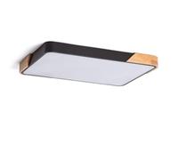 LEDKIA LIGHTING - Plafonnier LED pour chambre, salon, cuisine Rectangulaire 30W | CCT Sélectionnable 2700K-6500K | Éclairage 2400 lm | Bois et Métal | Pour Chambres et Salons, Noir, Bois-Métal