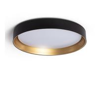 LEDKIA LIGHTING - Plafonnier LED pour chambre, salon, cuisine | Rond Métal 30W | CCT Sélectionnable 3000K-6000K | Éclairage 2400 lm | Noir/Or, Métal