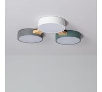 LEDKIA LIGHTING - Plafonnier LED pour chambre, salon, cuisine, salle de bain 30W | Bois et Métal | CCT Sélectionnable 2700-6500K | Éclairage Économe en Énergie | Design Scandinave | Multicolore