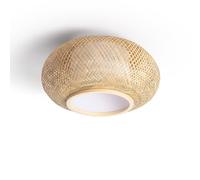 LEDKIA LIGHTING - Plafonnier LED pour chambre, salon, cuisine, salle de bain Rond | Ø400 mm | Bambou Naturel | Design Élégant pour Salon, Chambre, Cuisine | Compatible Ampoule E27