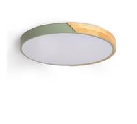 LEDKIA LIGHTING - Plafonnier LED pour chambre, salon, cuisine, salle de bain Rond Bois 36W | CCT Sélectionnable (Chaud-Neutre-Froid) | Ø500 mm | Éclairage 3000 lm | Vert, Métal