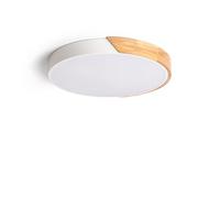 TechBrey Plafonnier LED Rond Bois 24W CCT Sélectionnable Semi-Dari Ø418 mm Blanc Blanc