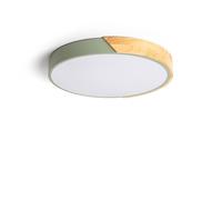 LEDKIA LIGHTING Plafonnier LED Rond Bois 24W CCT Sélectionnable Semi-Dari Ø418 mm pour chambre, salon, cuisine Vert Céladon