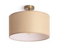 LEDKIA LIGHTING - Plafonnier Métal et Tissu Quitón | Éclairage Vintage Élégant | Compatible Ampoules E27 | Finition Métal Doré Satiné | Ambiance Personnalisable, Beige, Métal, Textile
