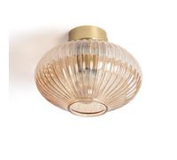 LEDKIA LIGHTING Plafonnier Métal et Verre Basile pour chambre, salon, cuisine Ambre