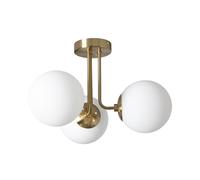 LEDKIA LIGHTING – Plafonnier Moonlight Brass – Métal et verre, 3 spots E27, blanc