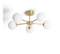 LEDKIA LIGHTING Plafonnier Moonlight Brass Métal et Verre 5 spots Doré pour chambre, salon, cuisine