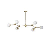 LEDKIA LIGHTING - Plafonnier Moonlight 6 Spots | Métal et Verre | Compatible Ampoules G9 | Design Élégant pour Intérieur | Idéal pour Salle à Manger, Salon, Bureau, Doré, Verre