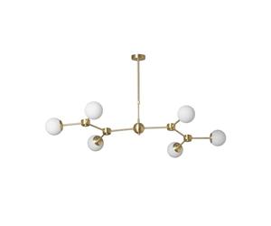 LEDKIA LIGHTING - Plafonnier Moonlight 6 Spots | Métal et Verre | Compatible Ampoules G9 | Design Élégant pour Intérieur | Idéal pour Salle à Manger, Salon, Bureau, Doré,