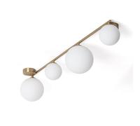 LEDKIA LIGHTING - Plafonnier Moonlight en Métal et Verre | 4 Spots Ajustables | Compatible Ampoules G9 220-240V | Finition Laiton Élégante | Idéal pour Intérieur, Blanc