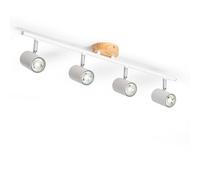 LEDKIA LIGHTING Plafonnier Orientable Bois 4 Spots Olmo pour chambre, salon, cuisine Blanc