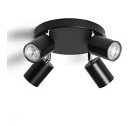 LEDKIA LIGHTING Plafonnier Orientable Rond Métal 4 Spots Albus Black pour chambre, salon, cuisine Noir