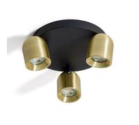 LEDKIA LIGHTING Plafonnier Rond Orientable Aluminium 3 Spots Caleb Doré