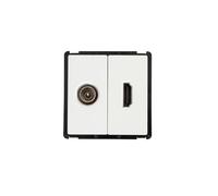 TechBrey Prise TV Mâle + HDMI Modern Blanc Blanc G