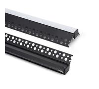 LEDKIA LIGHTING Profilé Aluminium Intégration Plâtre/Placo Angle Arista pour Rubans LED jusqu'à 15 mm Noir 2 m Transparente