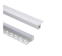LEDKIA LIGHTING Profilé Aluminium Intégration Plâtre/Placo pour Ruban LED jusqu'à 8 mm Aluminium 2 m Blanc translucide