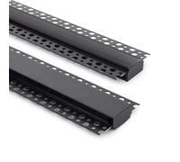 LEDKIA LIGHTING Profilé Aluminium Intégration Plâtre/Placo pour Rubans LED jusqu'à 20 mm Noir 2 m Noir translucide