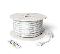 LEDKIA LIGHTING Ruban LED RGB 220V SMD 60 LED/m BOBINE 50m 9,5W/m Largeur 14,5mm Coupe 100cm IP65 avec Télécommande RGB