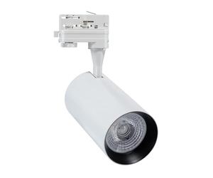 LEDKIA LIGHTING - Spot LED sur Rail Triphasé 30W Vulcan | Éclairage Flexible 3000 lm | Technologie COB SANAN | Angle 24°, Blanc Neutre 4000K, Aluminium