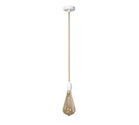 LEDKIA LIGHTING - Support à Douille pour Suspension | Câble Textile 1.5m | Douille E27 | IP20 Intérieur | Diamètre 100mm | Corde Naturelle et Blanche, Naturel, Corde