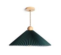 LEDKIA LIGHTING - Suspension Bois et Tissu Luanda | Compatible Ampoule E27 | Design Naturel et Moderne | Installation Intérieure IP20 | Finition Origami, Vert