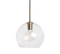 LEDKIA LIGHTING - Suspension Crystal Ona | Abat-jour Sphérique en Verre Transparent | Support Métallique Doré | Compatible Ampoule E27 Non Incluse | Pour Intérieur Moderne, Transparent, Verre
