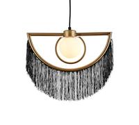 LEDKIA LIGHTING - Suspension Métal Dalila avec Franges | Design Élegant | Compatible Ampoules G9 LED | Pour Maisons & Entreprises, Noir, Métal et Textile