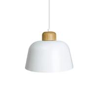 LEDKIA LIGHTING - Suspension Wawak | Design Élégant | Compatible Ampoule LED E27 | Installation Intérieure | Finition Métal et Bois | IP20, Blanc